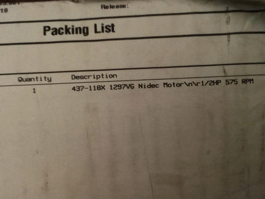 US Motors Nidec Condenser Motor 1279VG