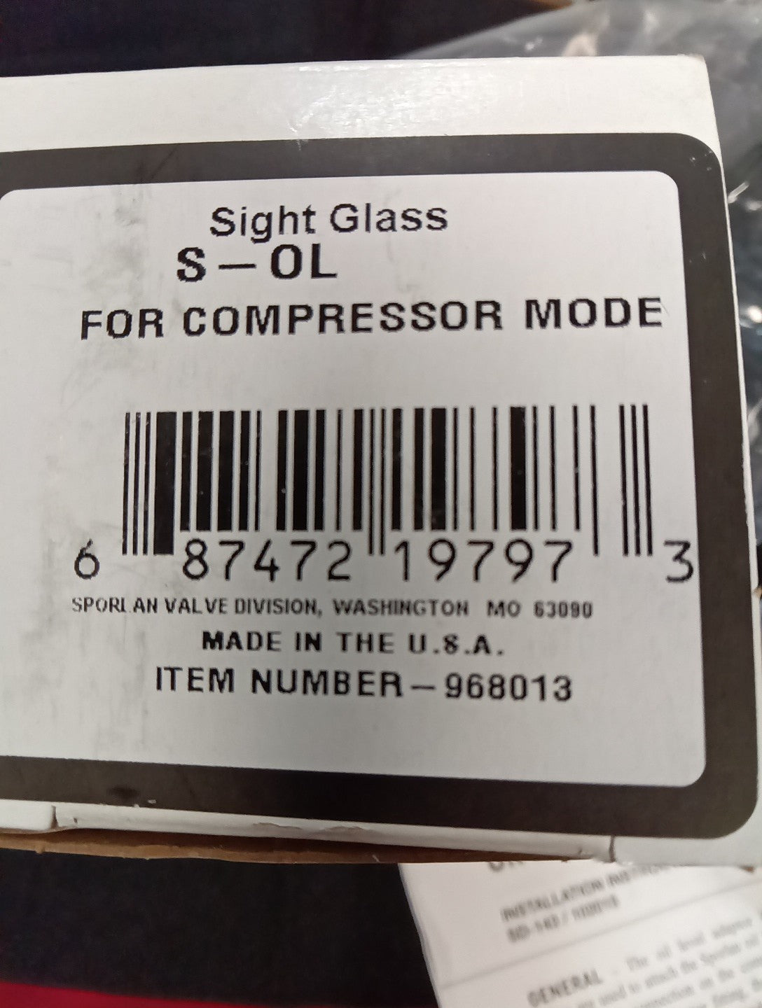 Sporlan Controls 968013 S-OL OIL LEVEL SIGHT GLASS KIT