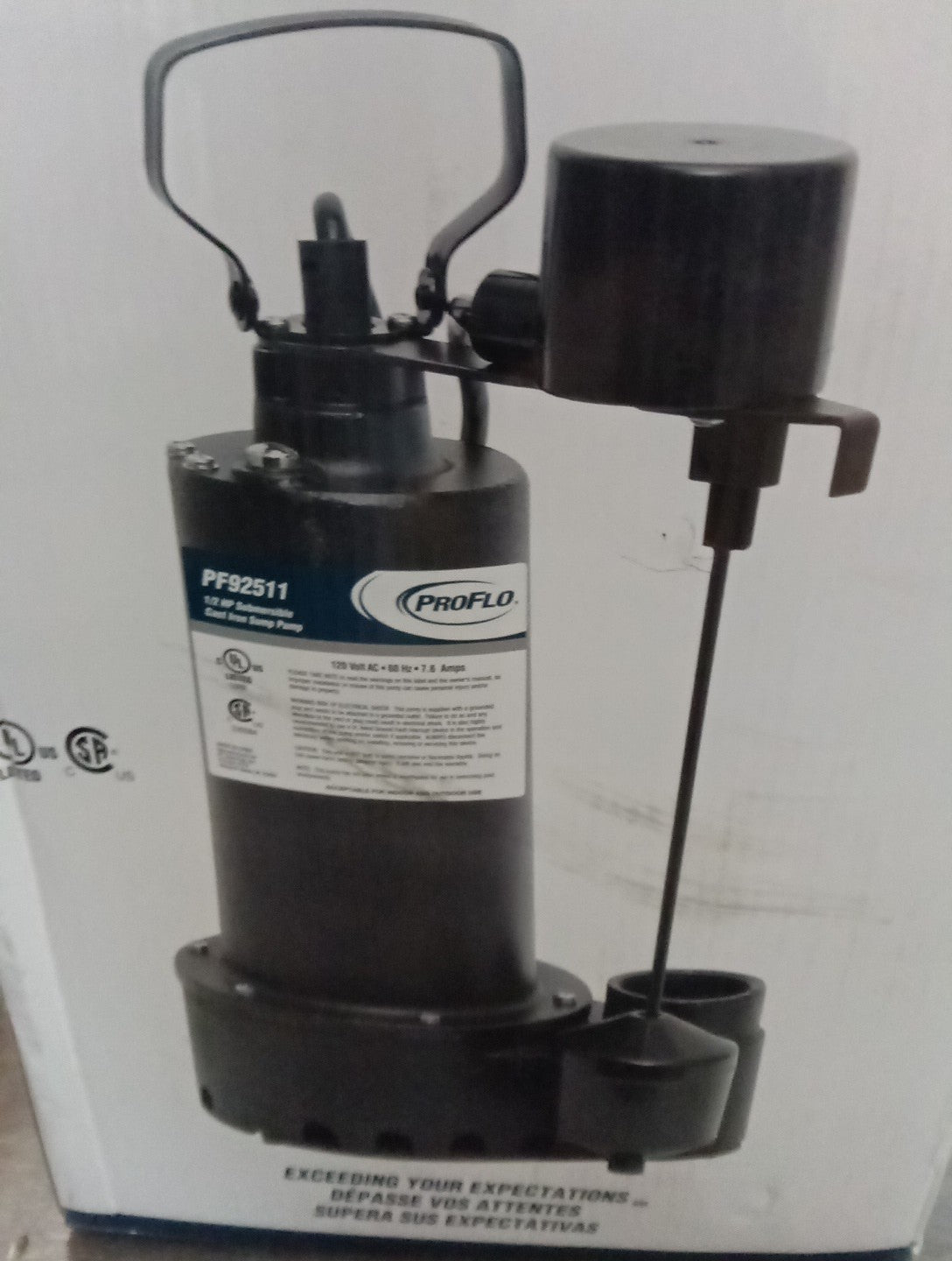 PROFLO PF92511 1/2 Hp Cast Iron Sump Pump With Side Discharge