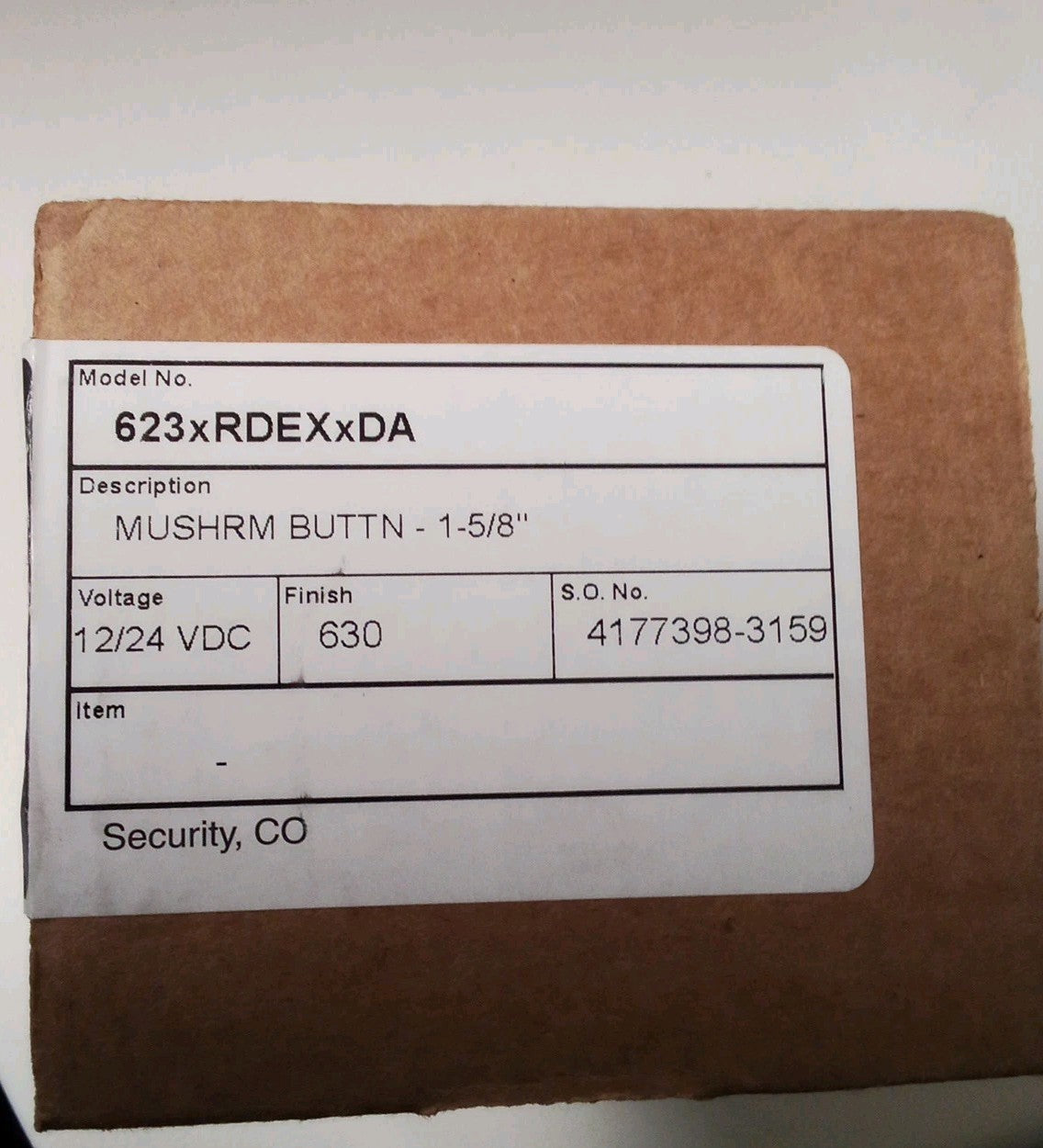 New/Unused Schlage (623xRDEXxDA) 1-5⁄8" Mushroom Button, Single Gang, Green