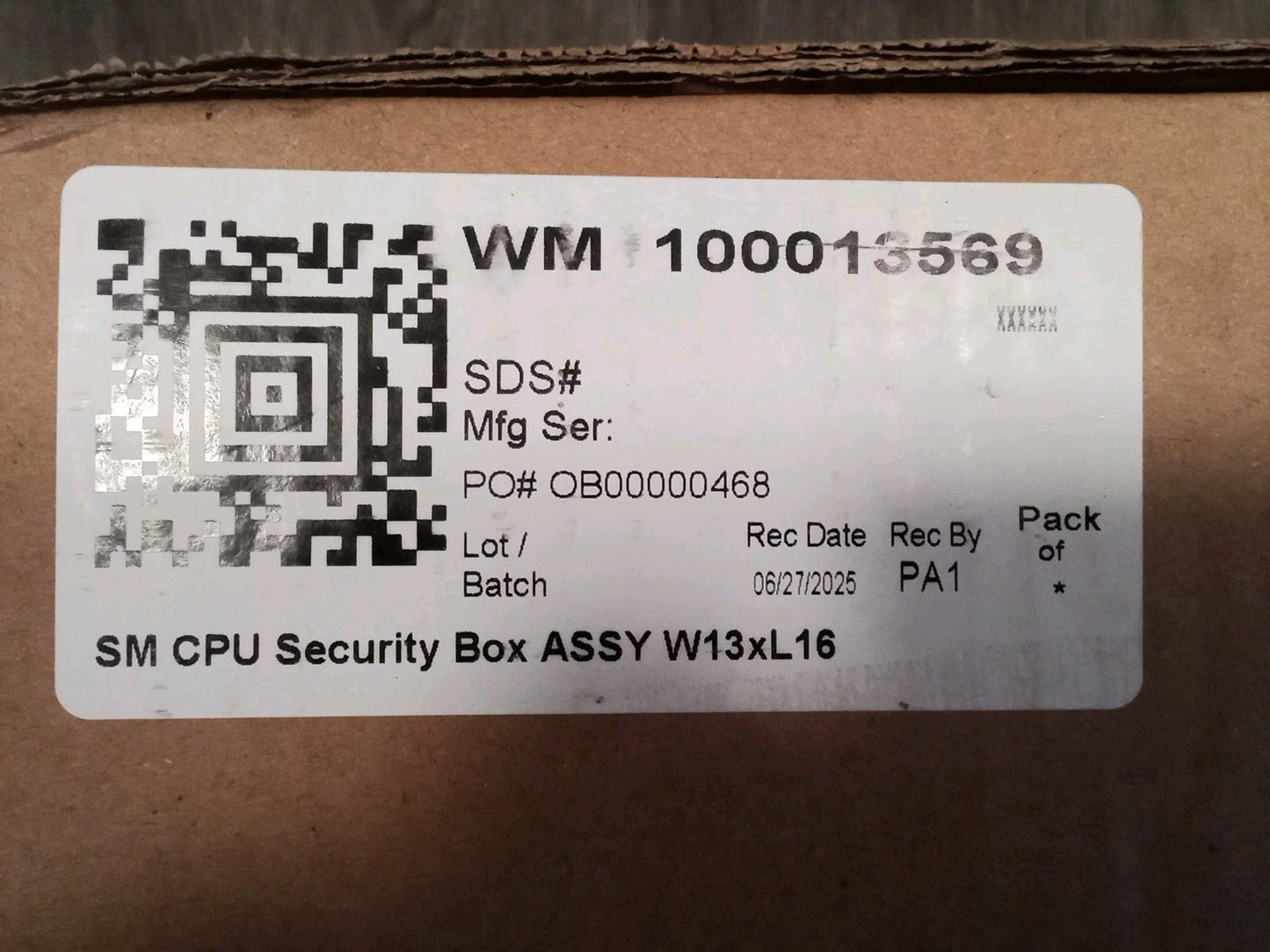 SM CPU Security Box Assembly 100013569