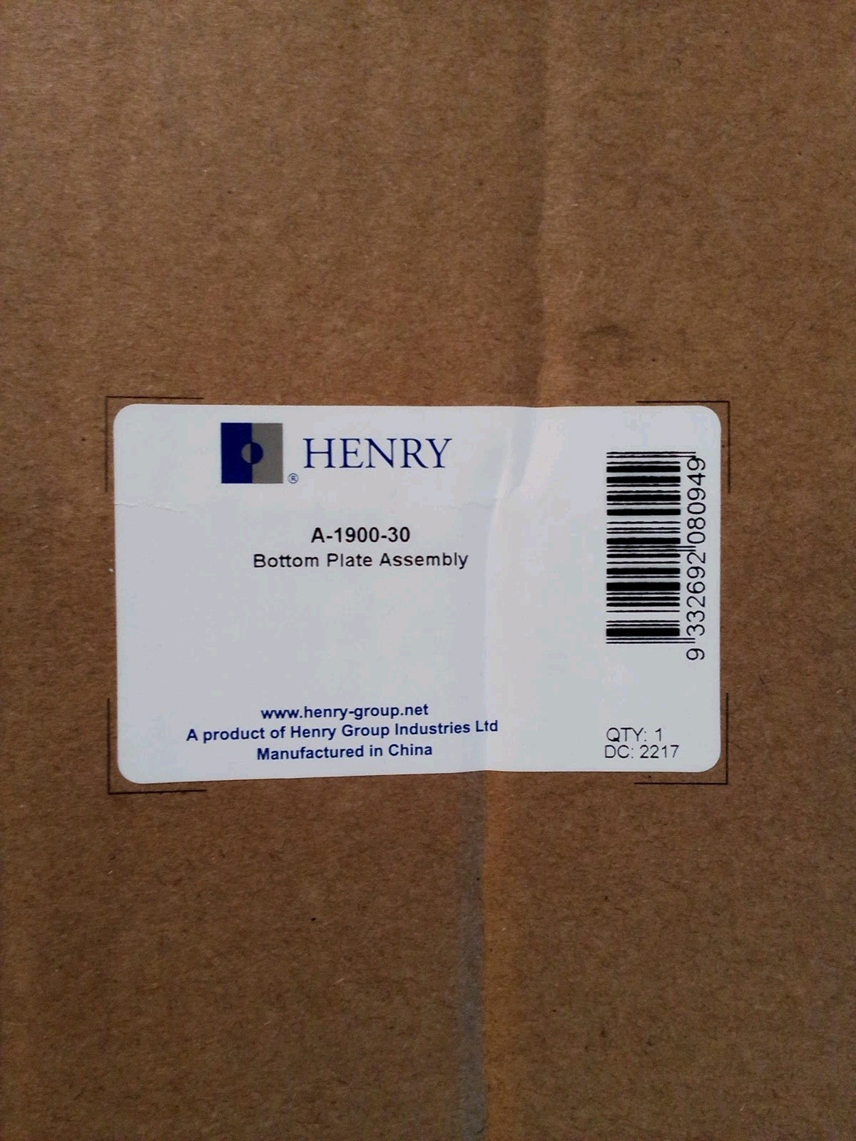 Henry A-1900-30 Bottom Plate Assembly