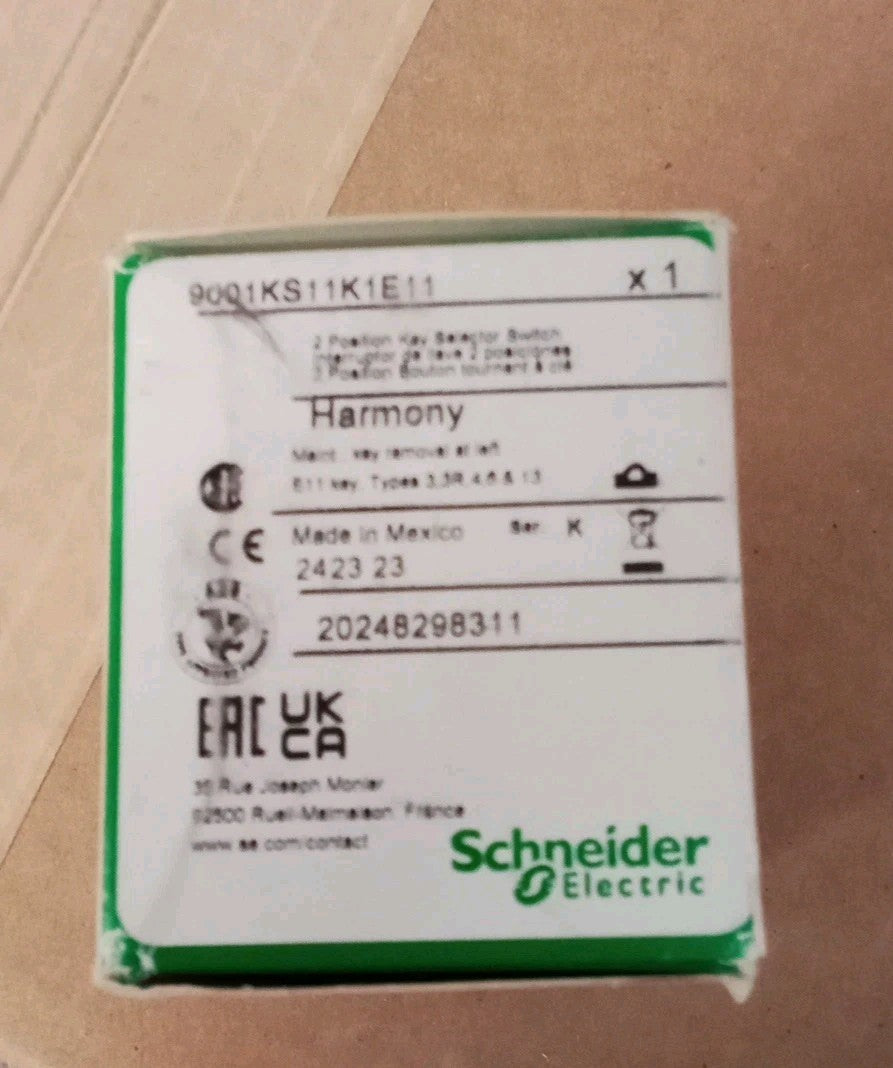 SCHNEIDER ELECTRIC 9001KS11K1E11 KeyedSelectorSwitch,Black,2Pos,30mm 55WR28