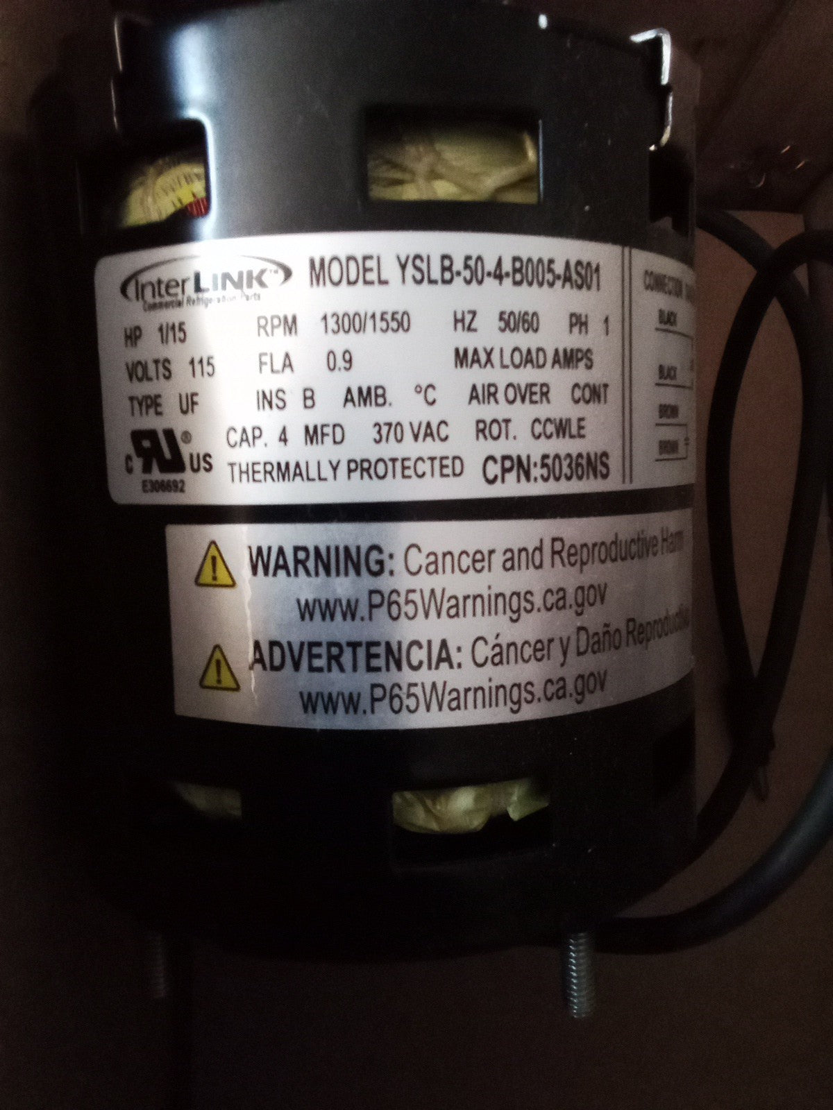 Interlink Evaporator Motor YSLB-50-4-B005-AS01