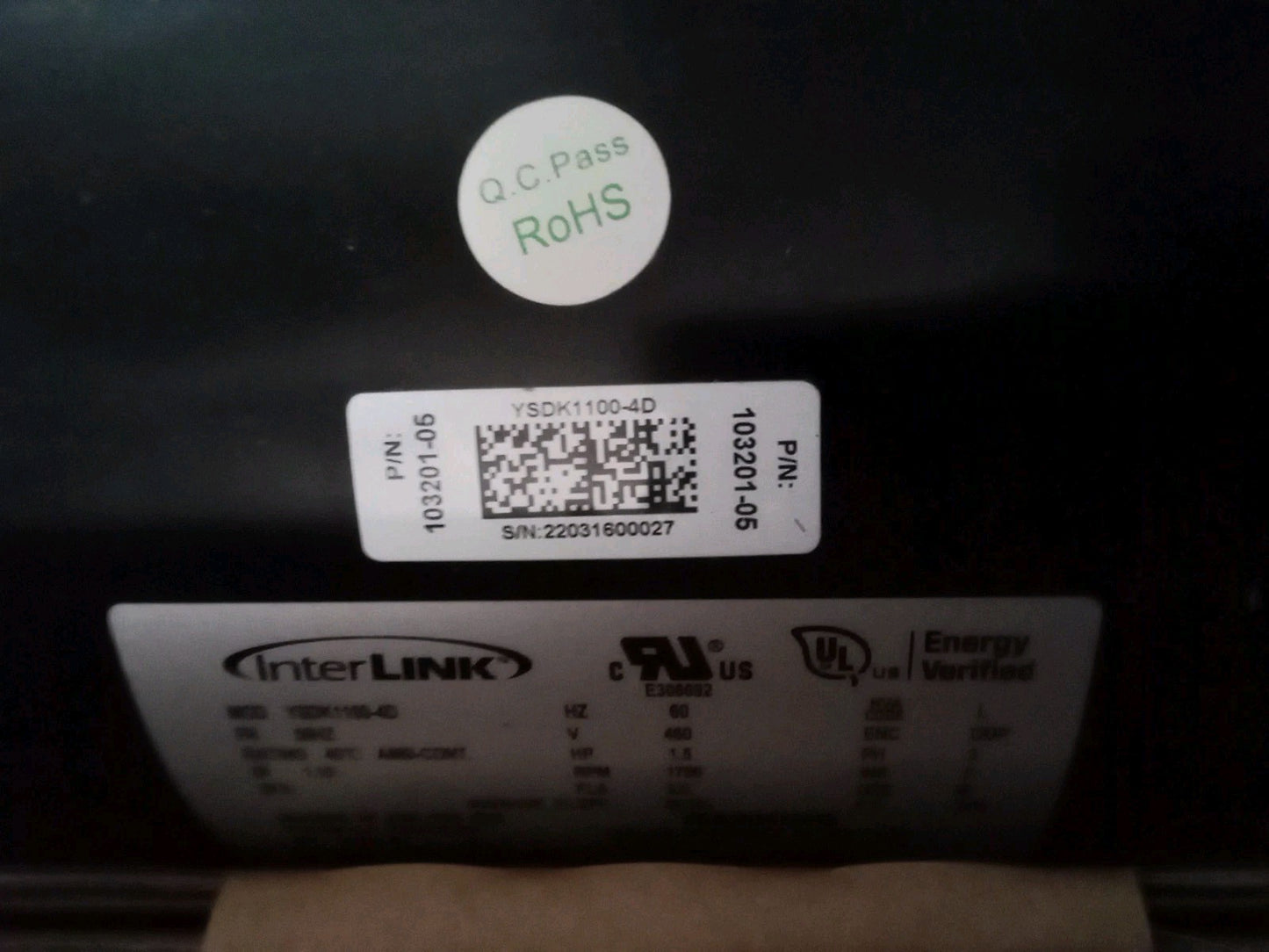Lennox Heatcraft 3-Phase Refrigerator Motor YSDK1100-4D