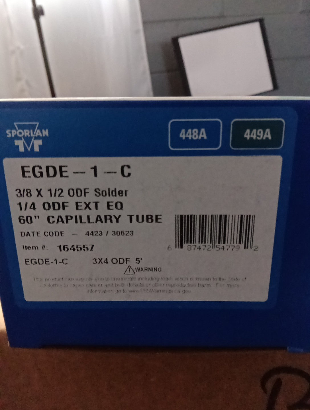 Parker  Sporlan EGDE 164557  Thermostatic Expansion Valve, 3/8 x 1/2 ODF Solder