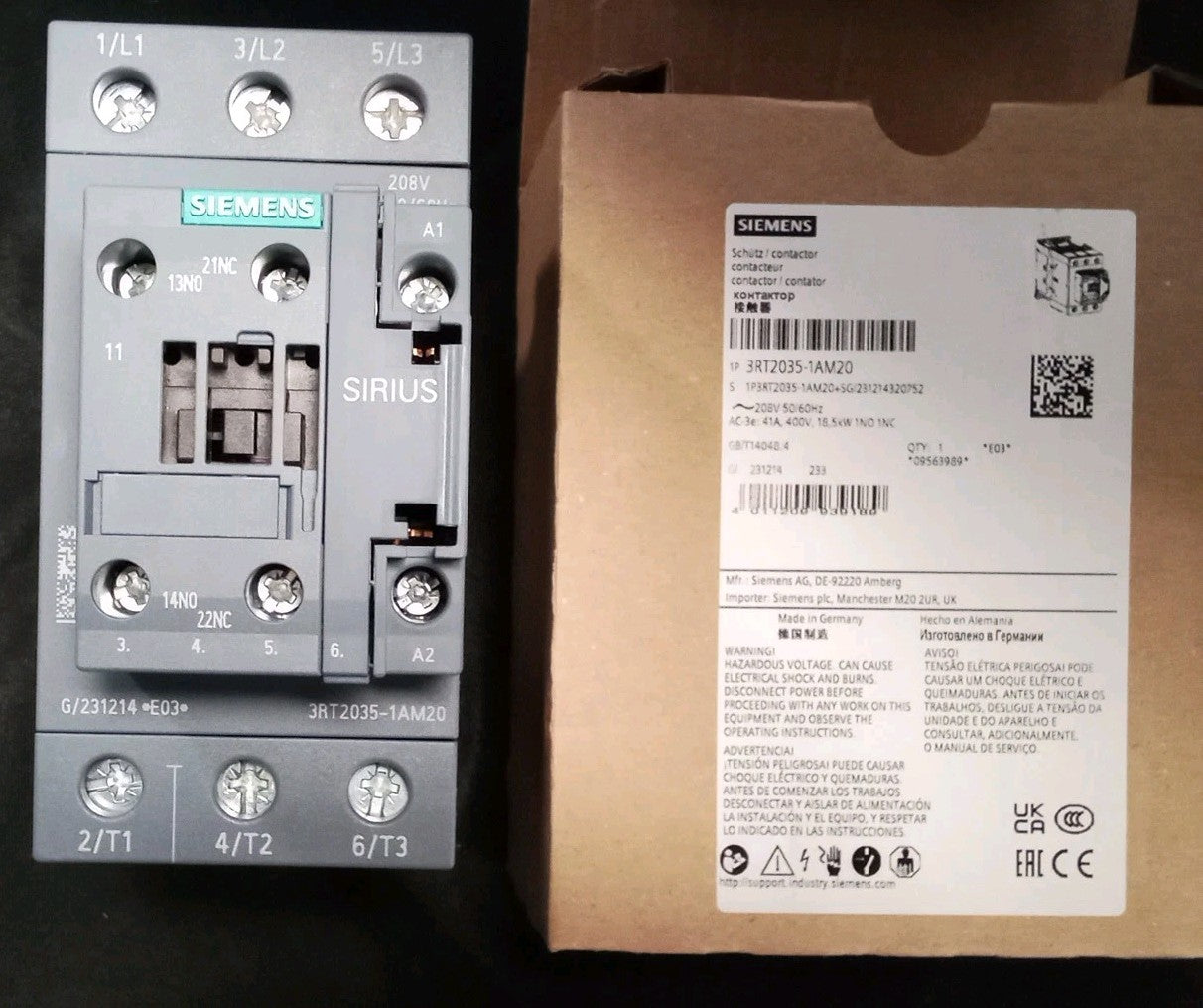 Siemens Contactor 3RT2035-1AM20