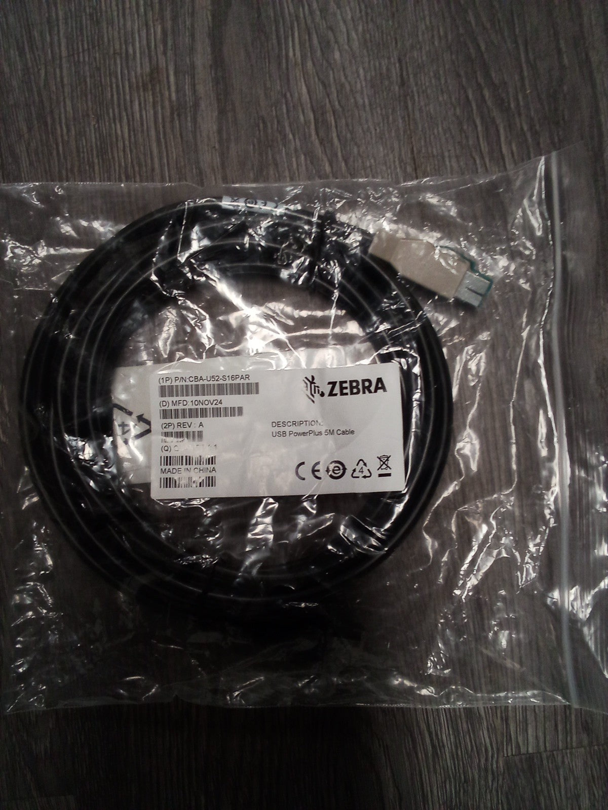 Zebra CBA-U52-S16PAR Powerplus USB Cable 5M/16ft for MP7001/MP6000 - NEW