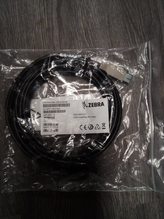 Zebra CBA-U52-S16PAR Powerplus USB Cable 5M/16ft for MP7001/MP6000 - NEW