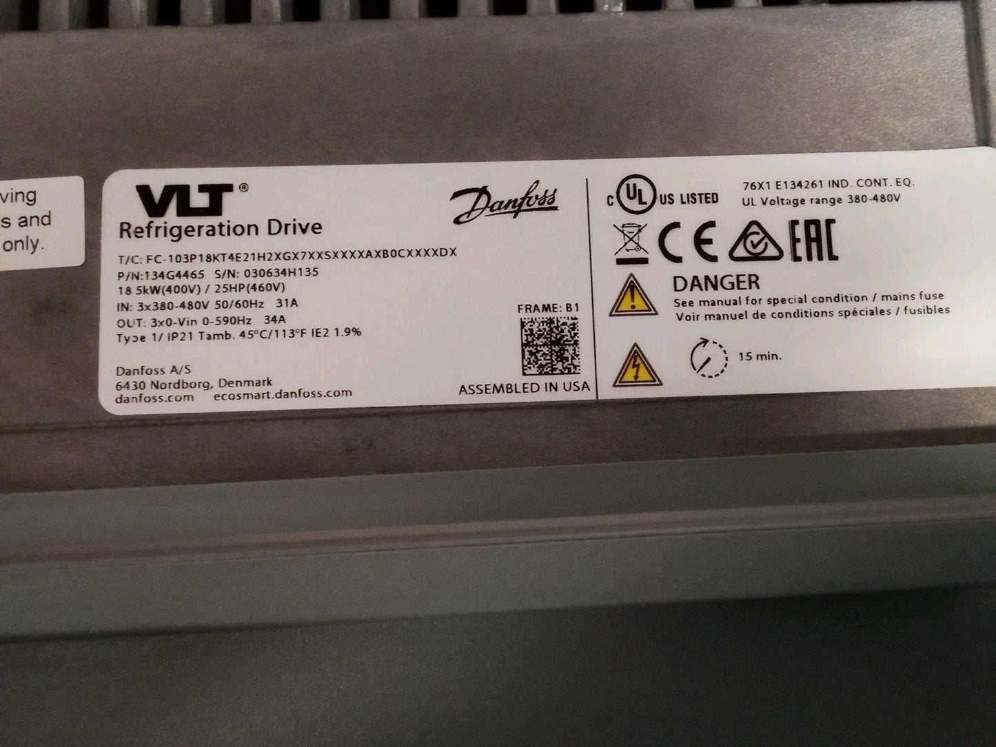 Danfoss VLT Refrigeration Drive 134G4465