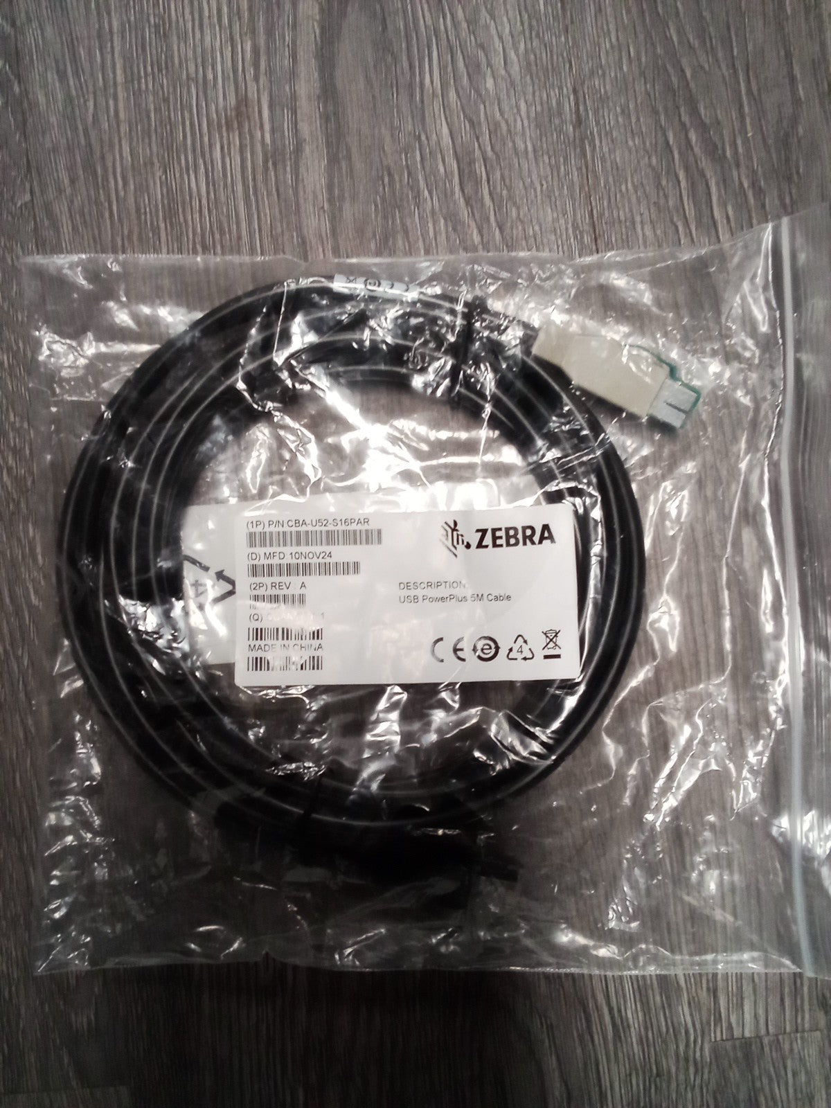 Zebra CBA-U52-S16PAR Powerplus USB Cable 5M/16ft for MP7001/MP6000 - NEW