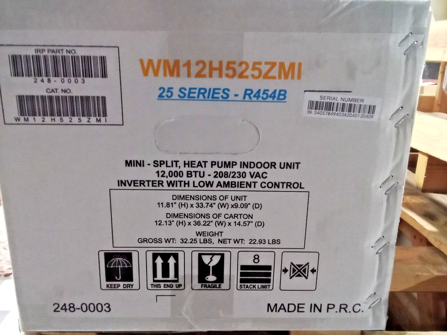 NEW Sea Breeze 25 Series 12,000 BTU Mini Split Heat Pump System R454B WM12H525ZM