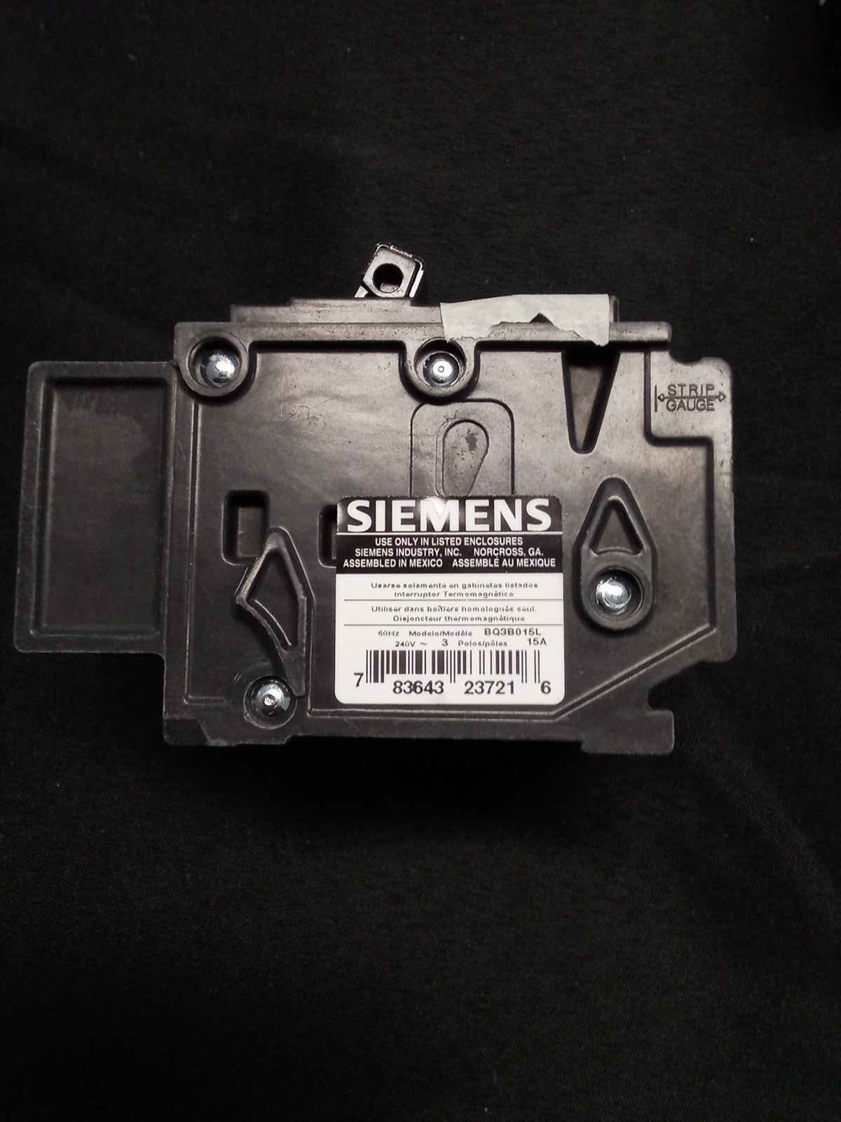 Siemens BQ3B015L 3 Pole 15 A Circuit Breaker