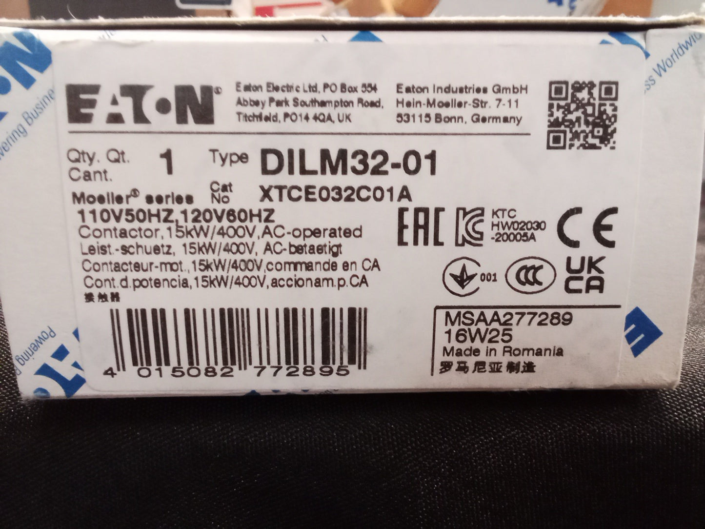 Eaton Definite Purpose Contractor DILM32-01 (XTCE032C01A)