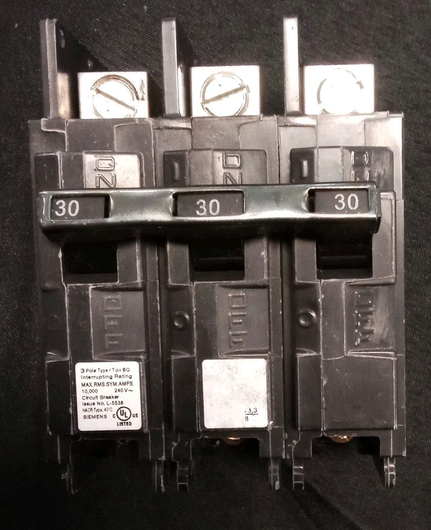 SIEMENS BQ3B030L 30 amp 3 pole breaker