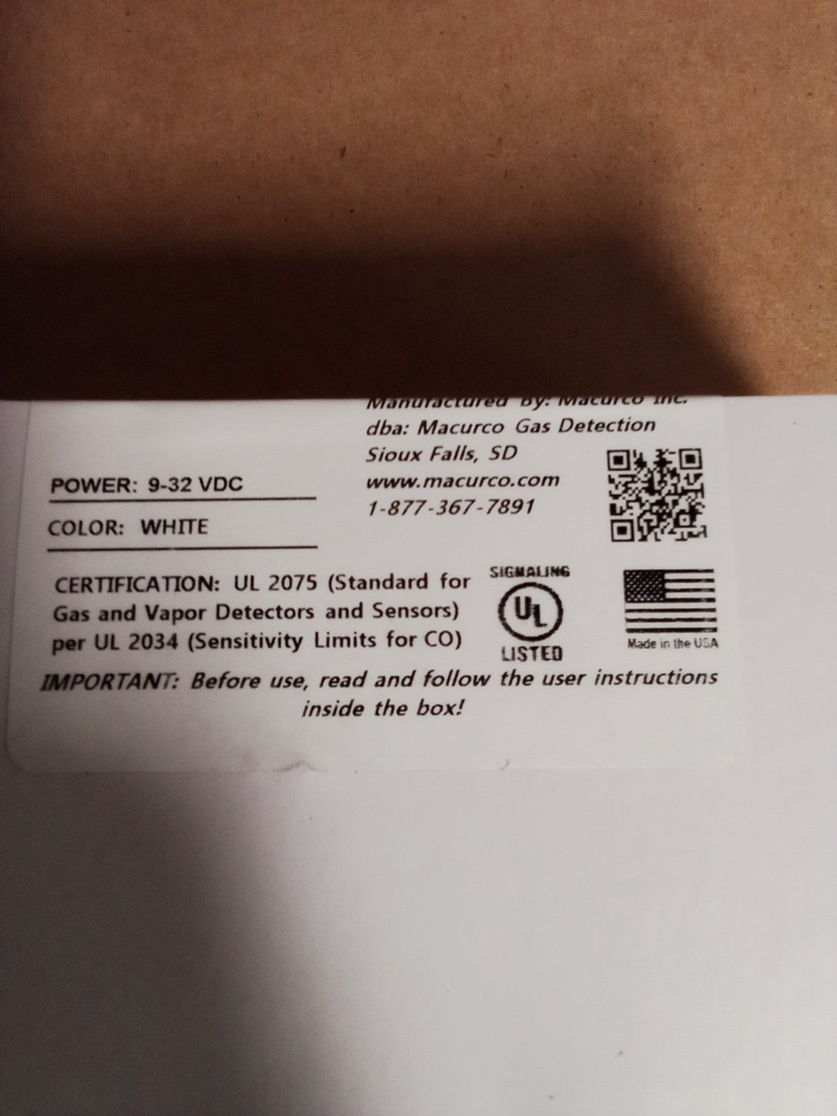 Macuro CM-E1 Carbon Monoxide Gas Detector
