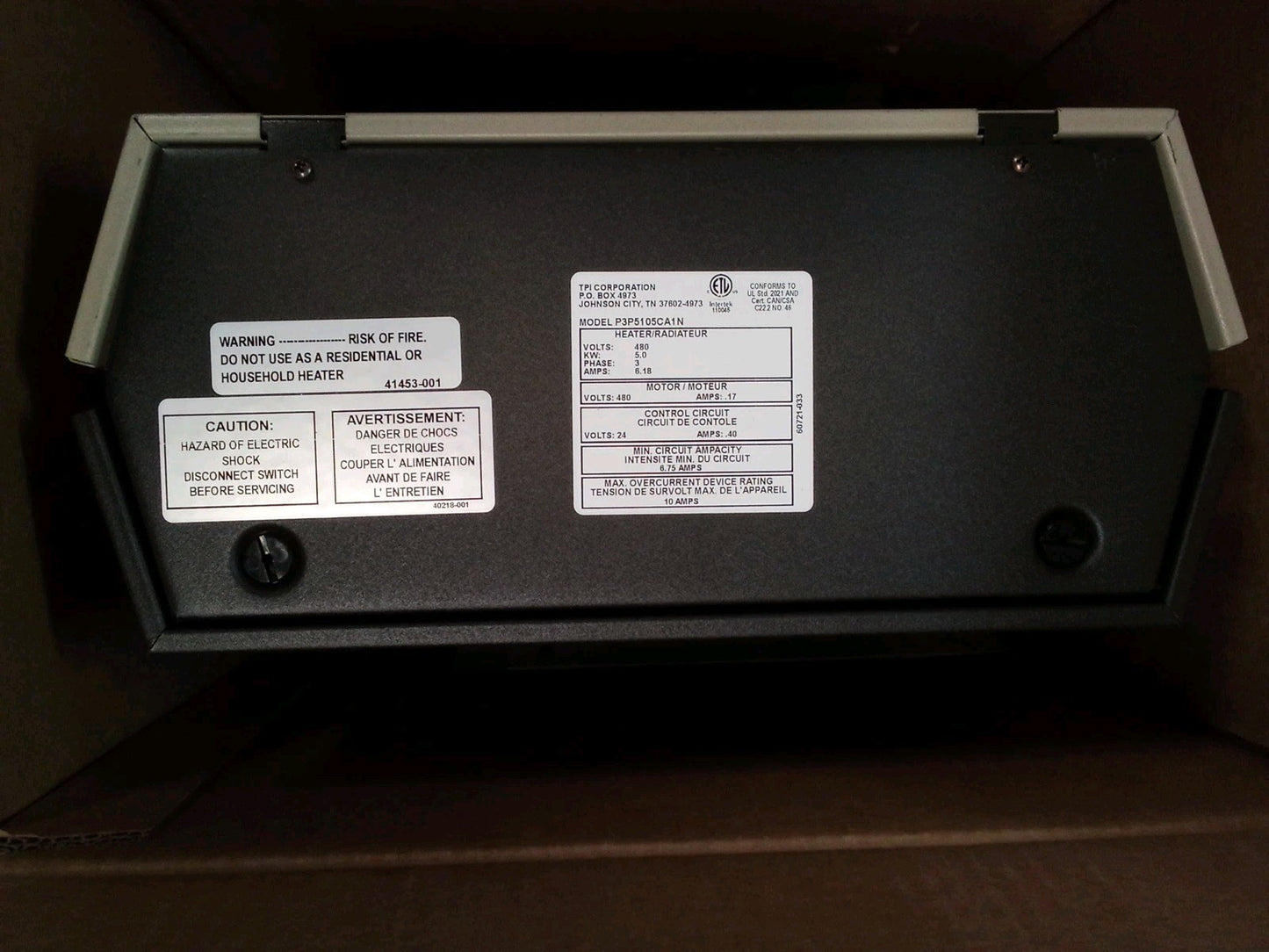 Markel Products 5105Cainp3p Fan Forced Electric Unit Heater, 3 Phase, 480V,