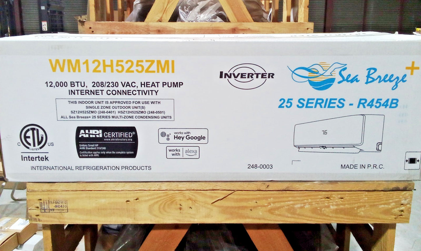 NEW Sea Breeze 25 Series 12,000 BTU Mini Split Heat Pump System R454B WM12H525ZM