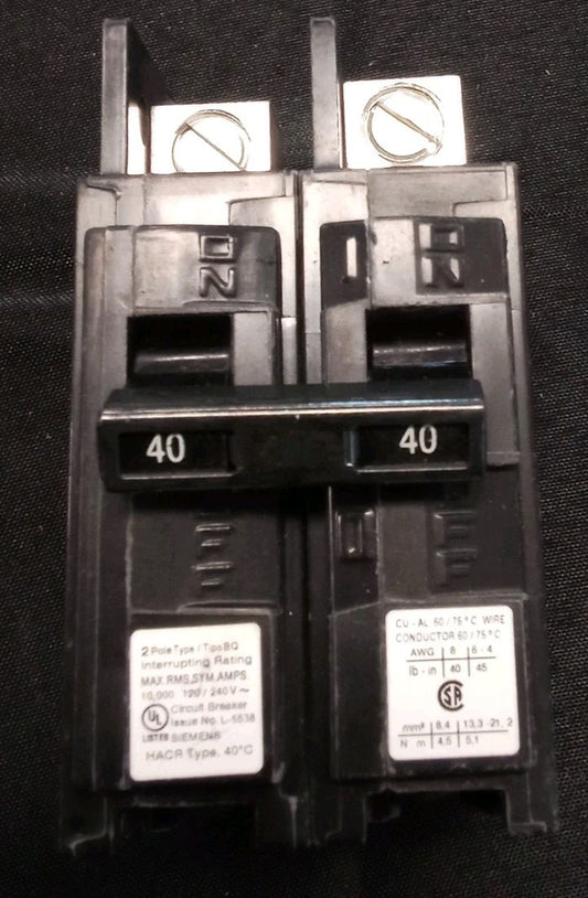Siemens BQ2B040L 2-POLE 40A CIRCUIT BREAKER