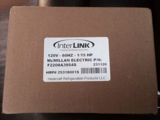 Interlink Model#zwf-50d1 Hrp#25318001s 1/20hp 1525rpm Evaporator Fan Motor