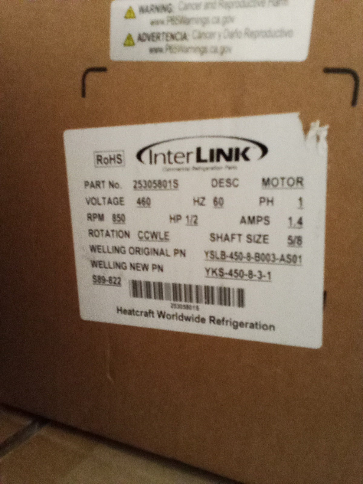Interlink 25309801S Fan Motor - Black