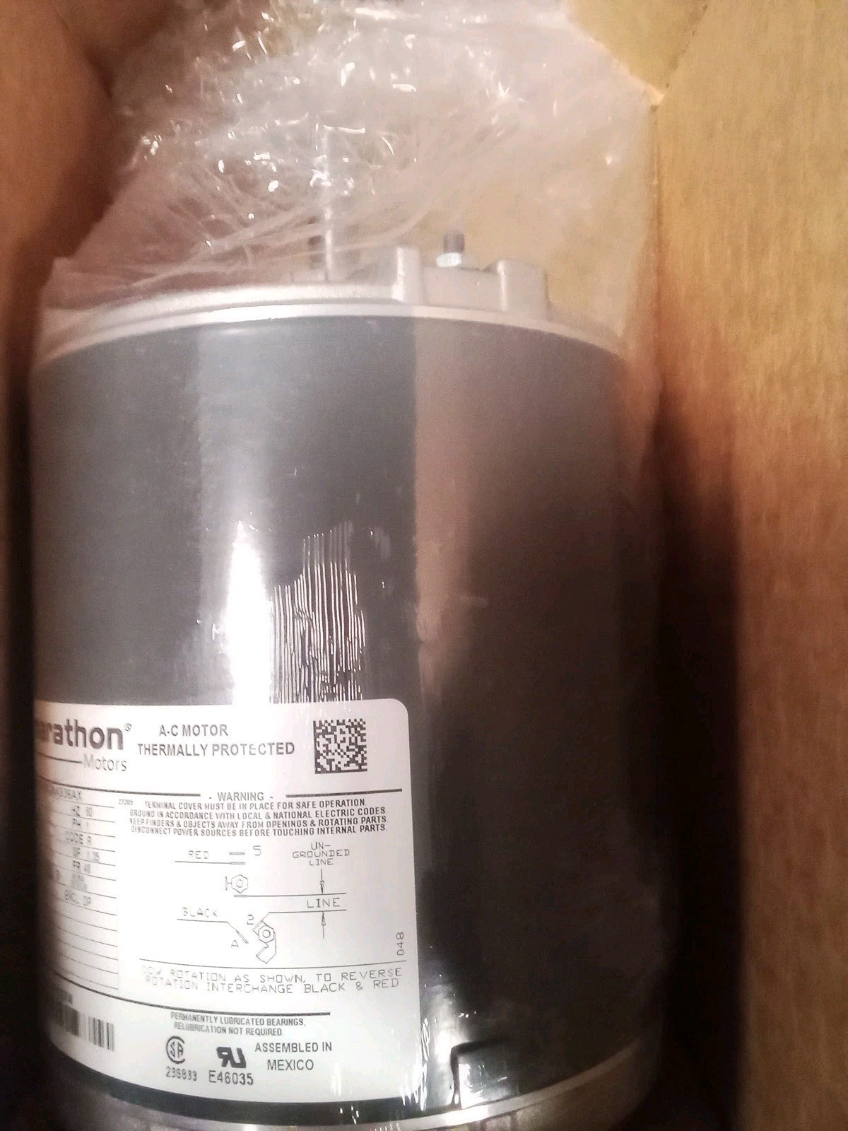 MARATHON MOTORS A/C Motor Model 5KH39QNA936AX- 1/3HP-230V-Phase 1 - New