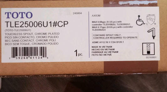 TOTO TLE25006U1#CP Touchless Faucet 1/2" Brass 0.5 GPM Polished Chrome