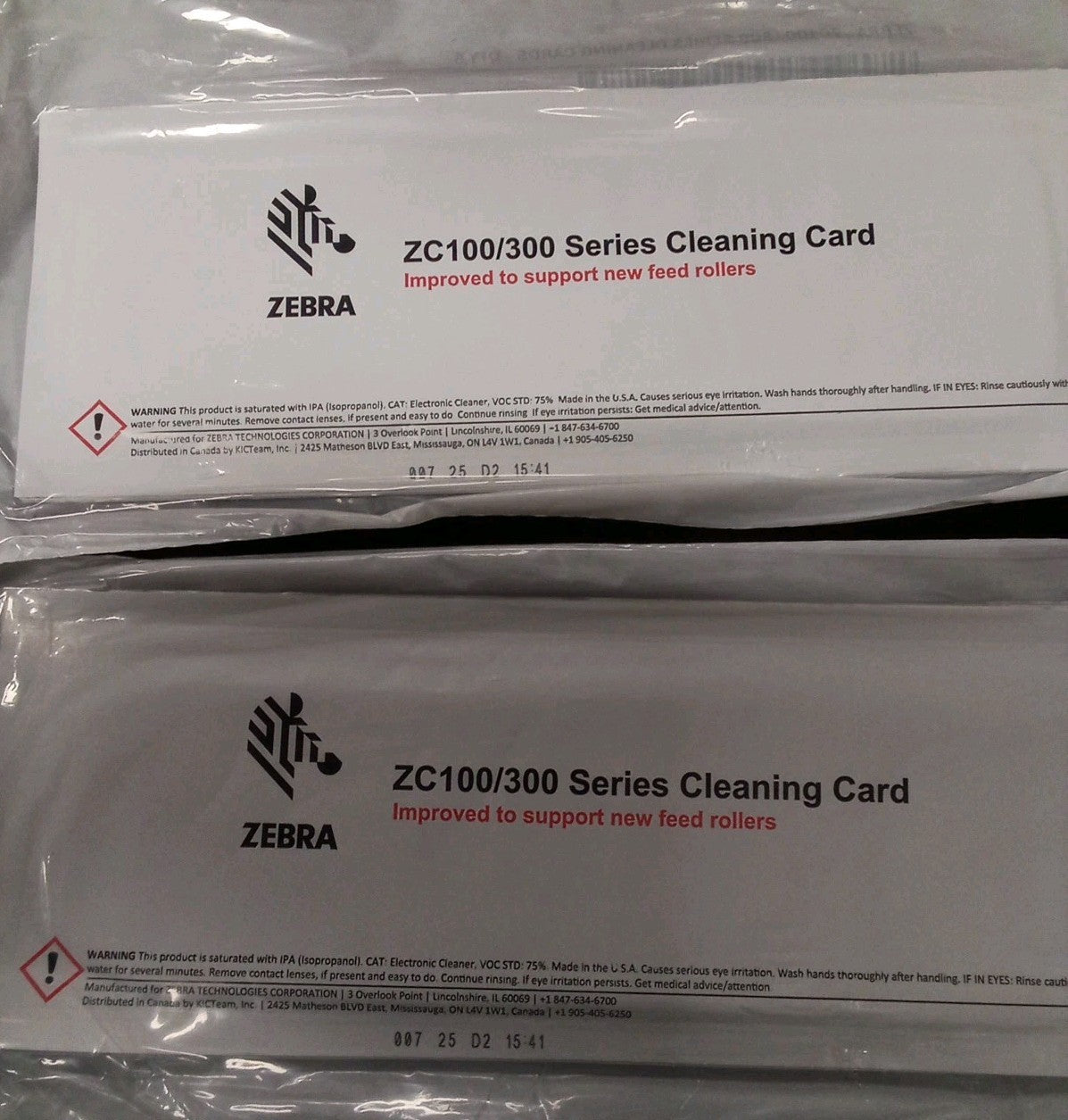 Zebra ZC100/300 Series Cleaning Card