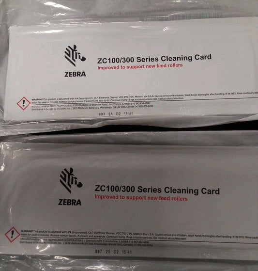 Zebra ZC100/300 Series Cleaning Card