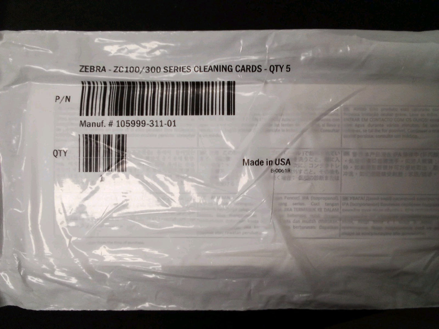 Zebra ZC100/300 Series Cleaning Card