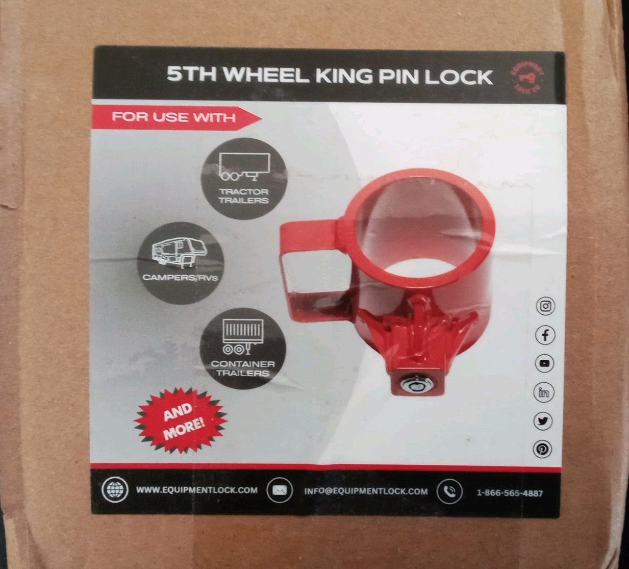 Heavy Duty 5th Wheel King Pin Lock - Weather Resistant Security for Trailers