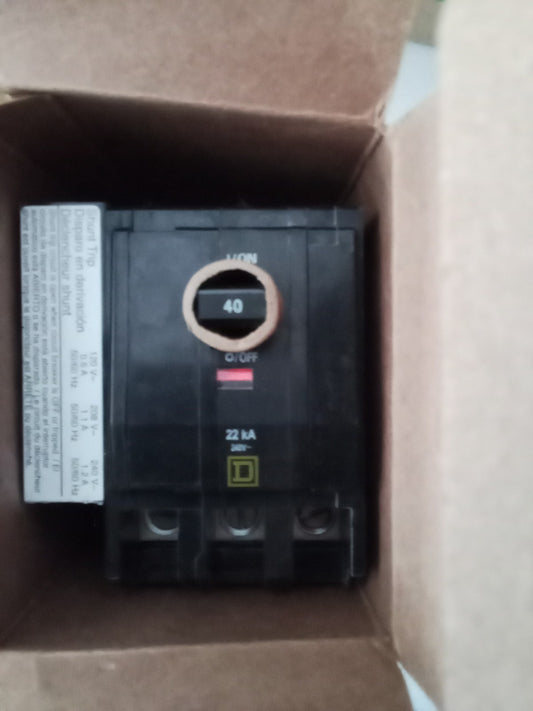 Square D QOB340VH1021 Miniature Circuit Breaker - 40 A, 3 Pole, 120/240 VAC