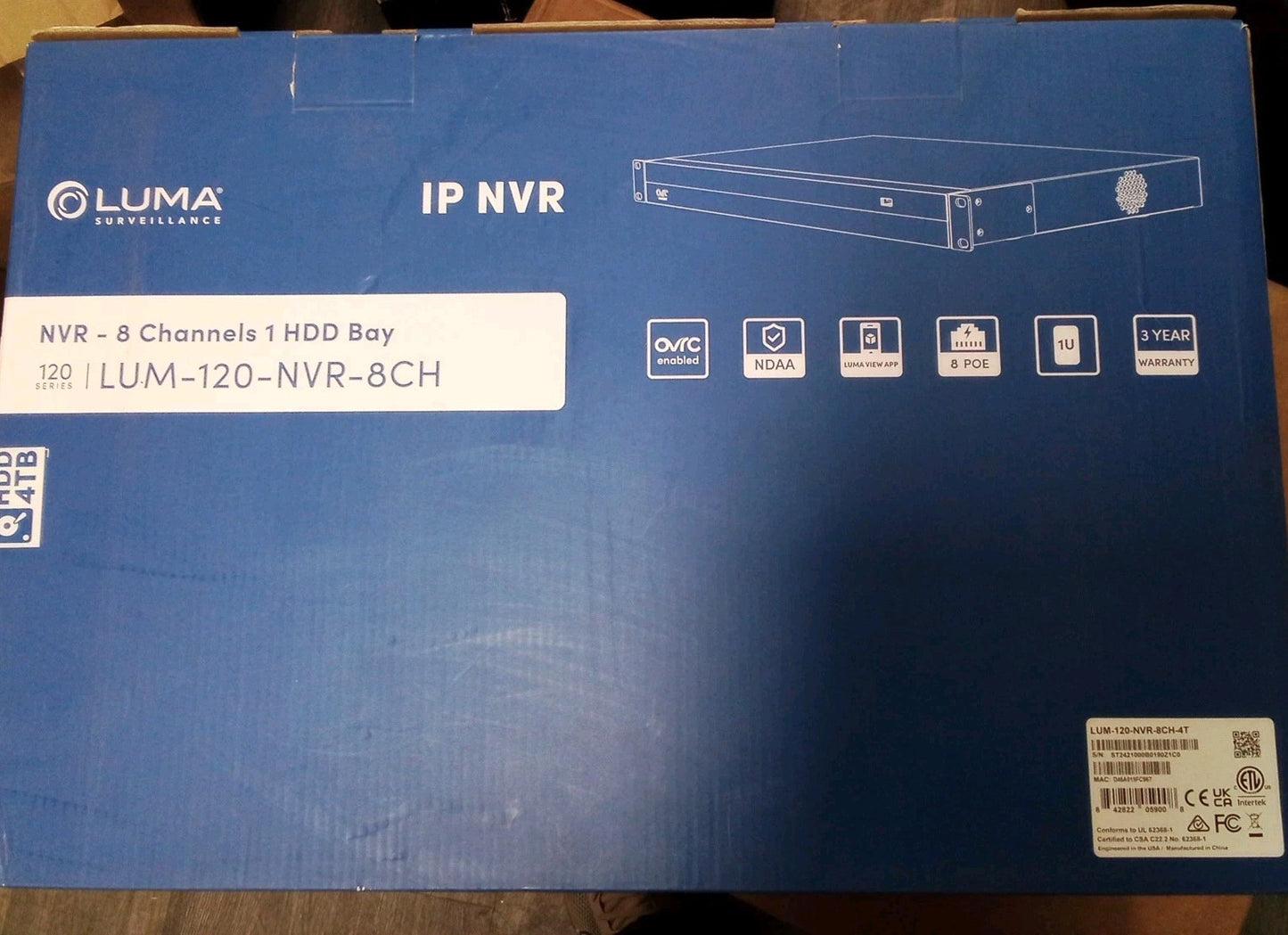 Luma Surveillance IP NVR LUM-120-NVR-8CH-4T