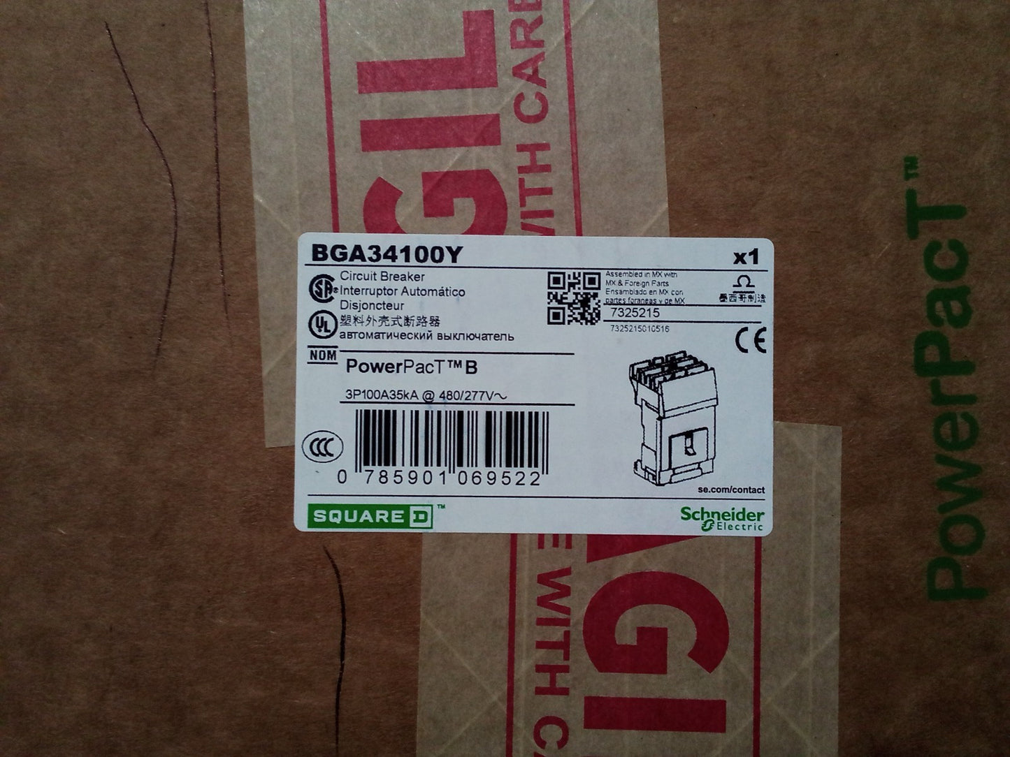 Square D BGA34100Y Circuit Breaker - Black  (NIB)