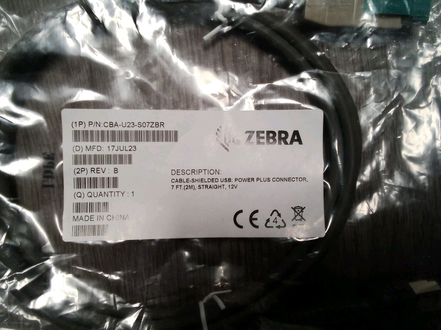 Zebra 7ft USB Data Transfer Cable CBA-U21-S07ZBR NEW