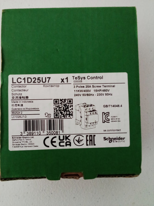 Square D LC1D25U7 Contactor