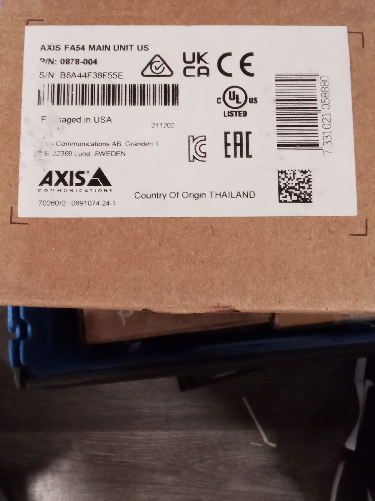 Axis FA54 Main Unit 0878-004 Camera Sensor 4 Channel