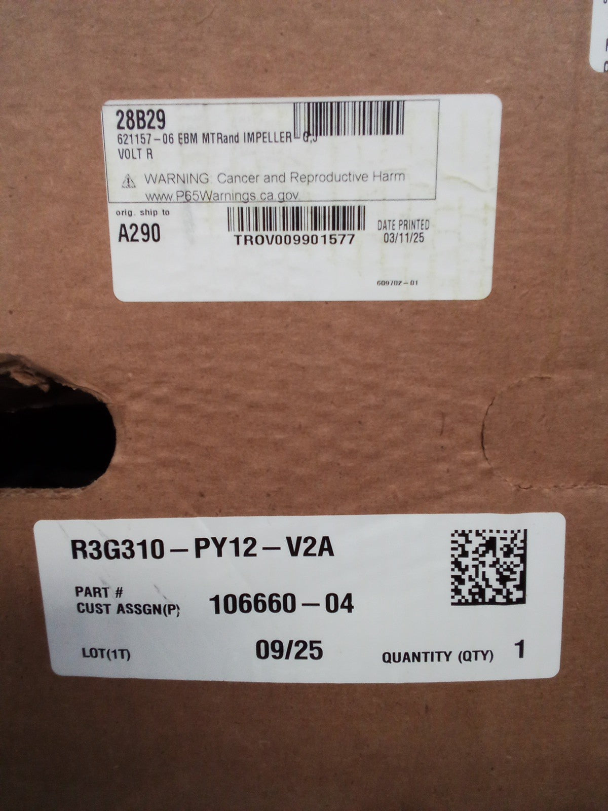 EBM-Papst MTRand Impeller 28B29 (P/N 621157-06)