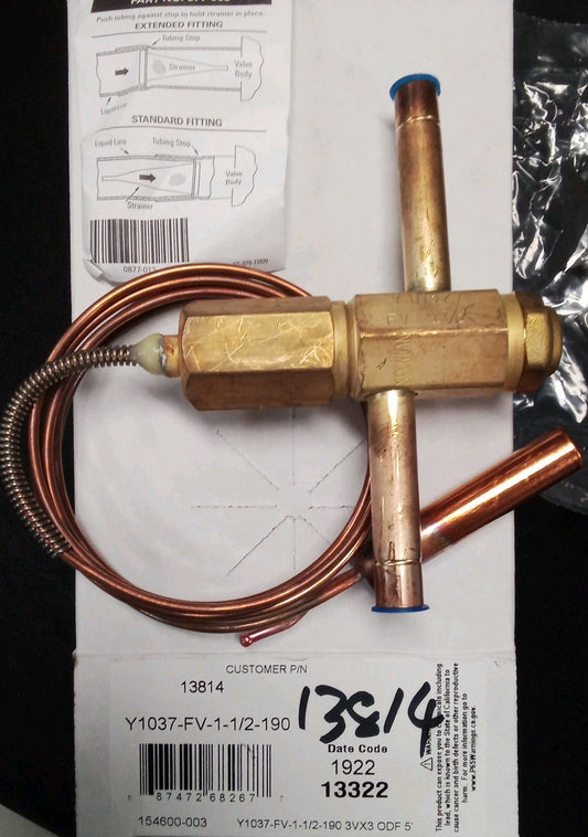 Sporlan Thermostatic Expansion Valve Y1037-FV-1-1/2-190
