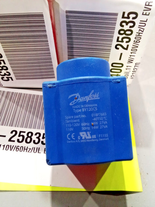 Danfoss 018F7663 BY120CS Solenoid Coil 110-120V EVR Refrigeration Valve Coil
