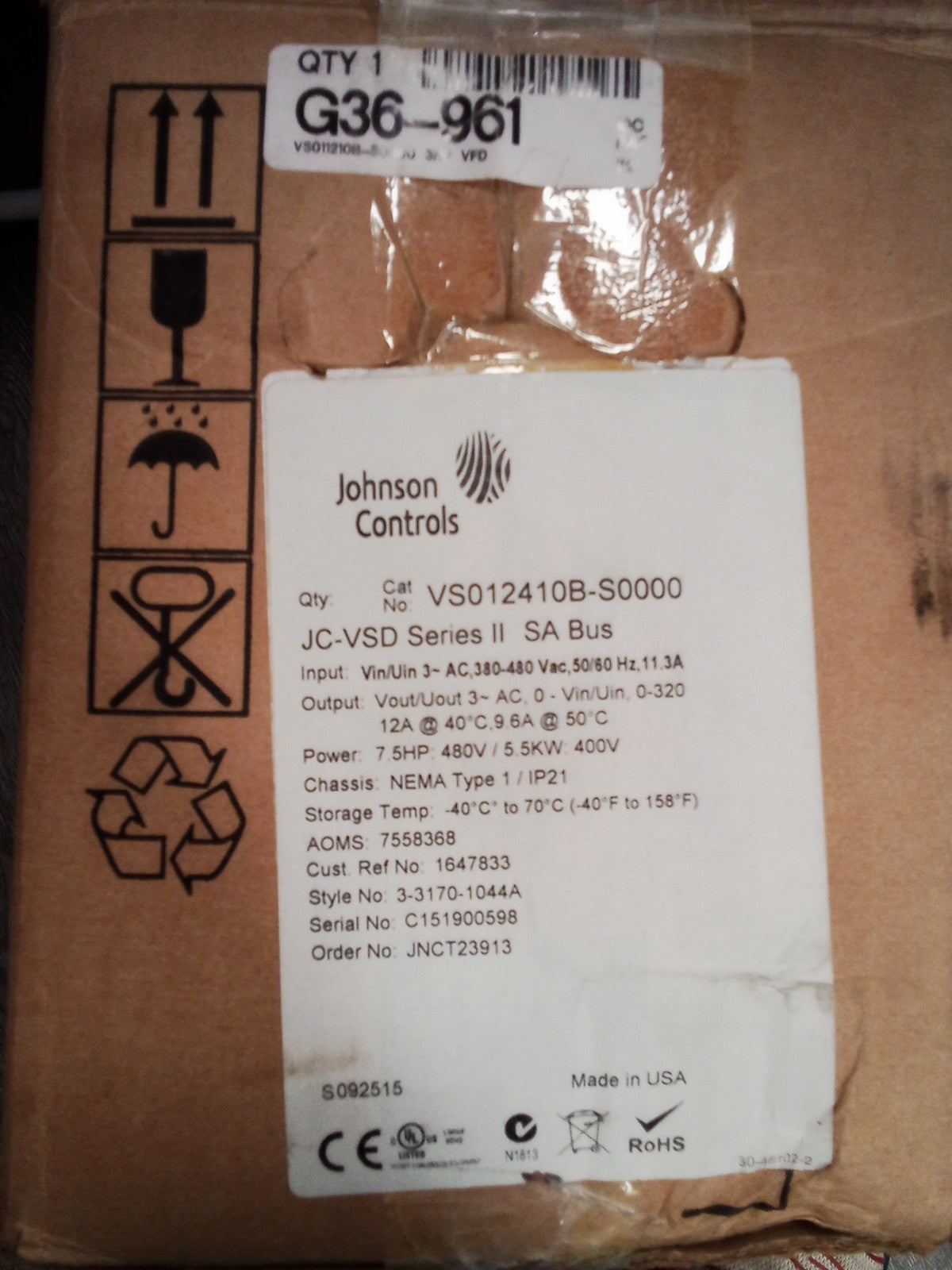 Johnson Controls VSD II G36-961