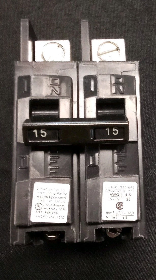 Siemens BQ2B015L 2-Pole 15A Circuit Breaker