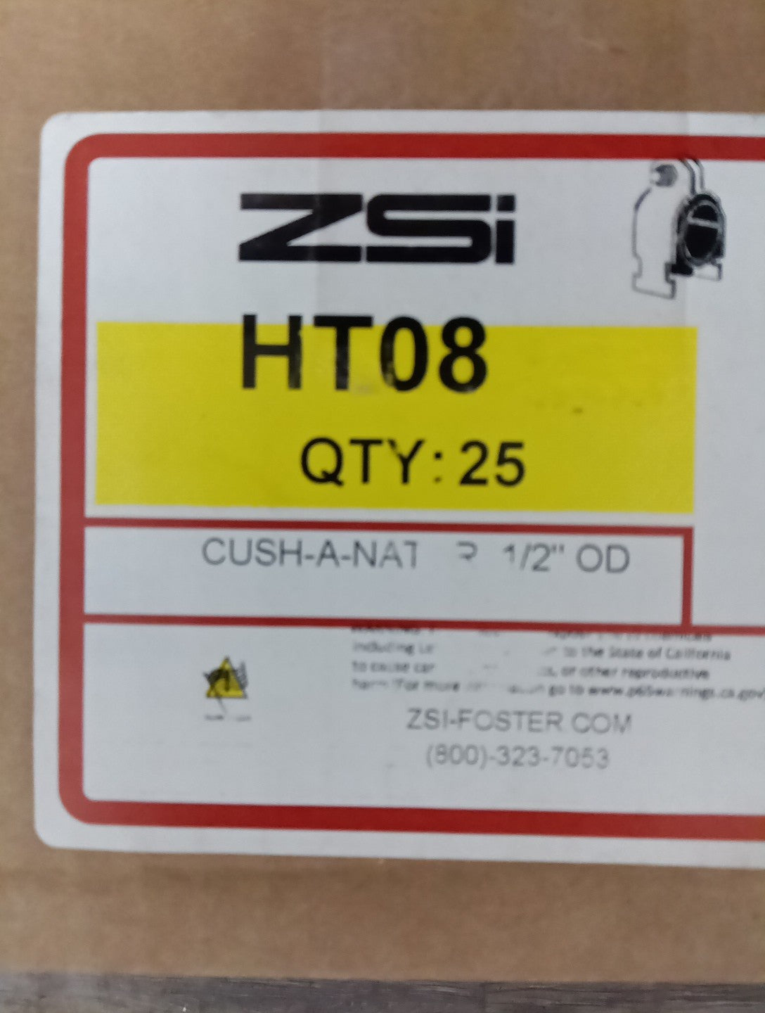 CUSH-A-NATOR HT08 Vibration Strut Clamp,1/2"OD,15/16"W 33KG57