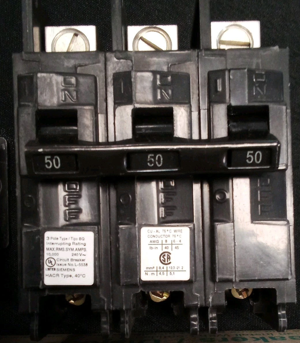 Siemens BQ3B050L  50 amp 3 pole breaker